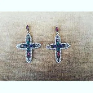 Pendientes cruz colores vintage