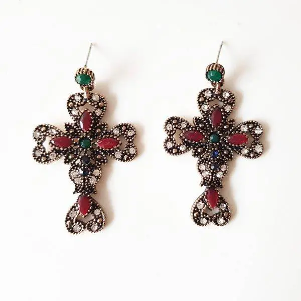 Pendientes cruz flor - Agotado - - Imagen 2
