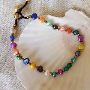 Tobillera perlas colores