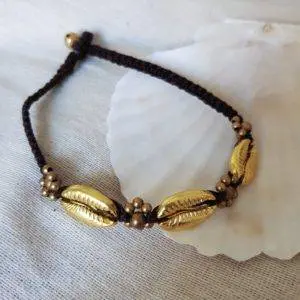 Tobillera conchas gold