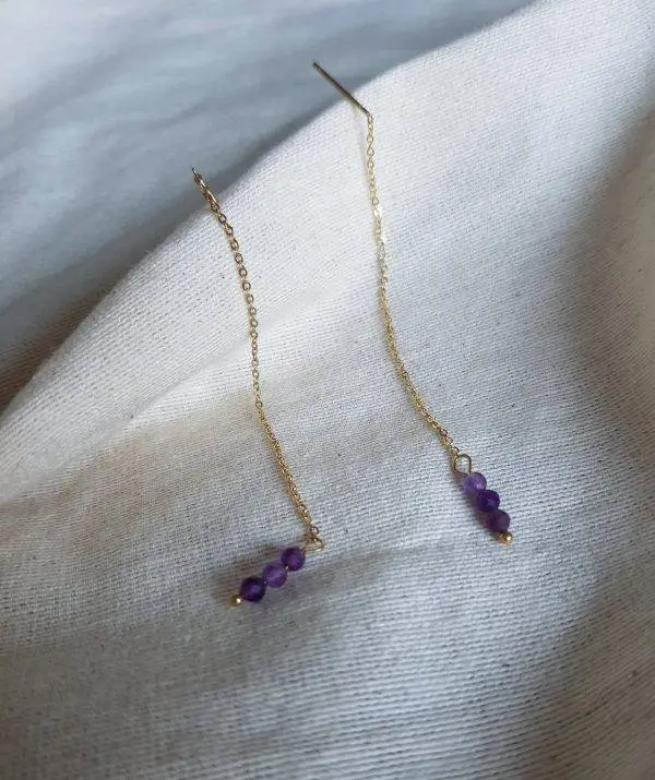 Pendientes cadena lila