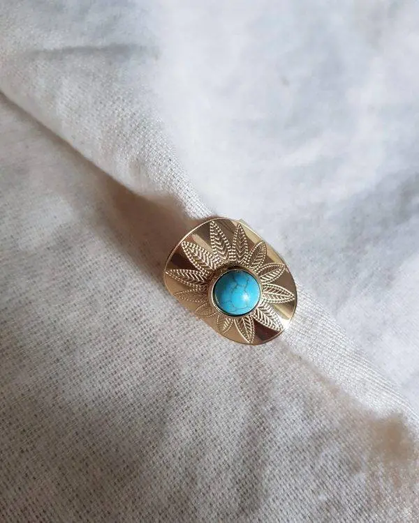 Anillo flor turquesa