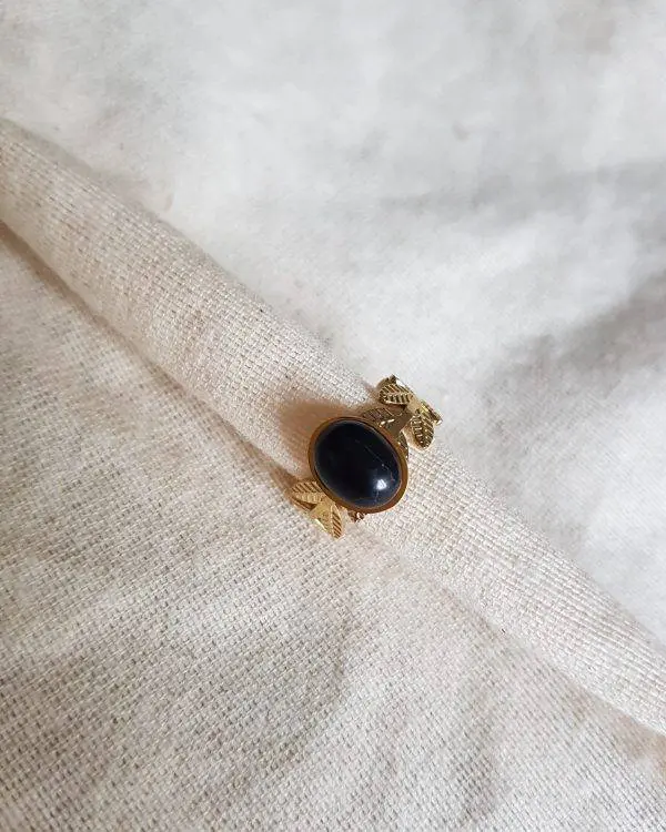 Anillo hojas black