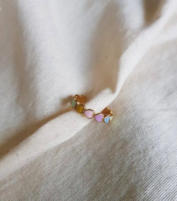 Anillo corazones pastel