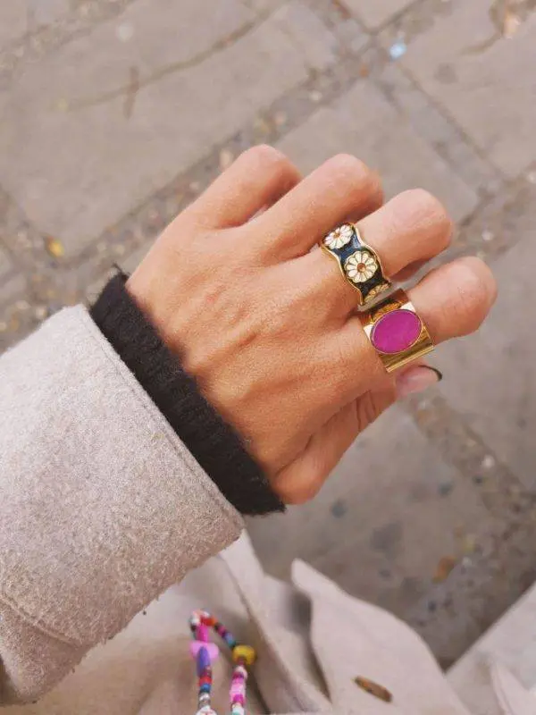 Anillo margaritas black - Imagen 2