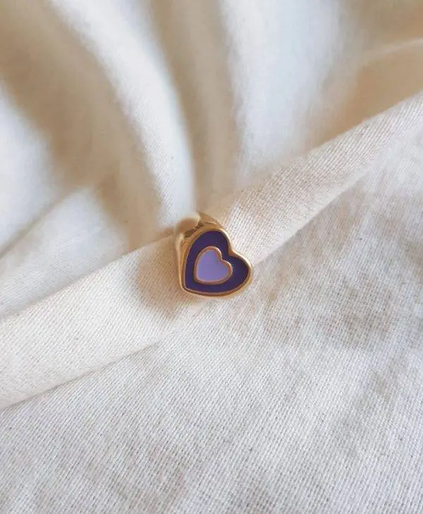 Anillo corazón lila
