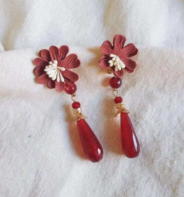 Pendientes burgundy