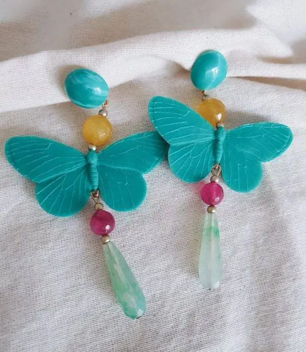 Pendientes mariposa verde agua