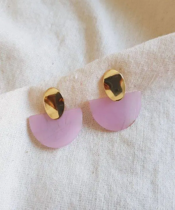 Pendientes media luna pink