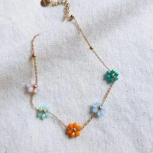 Tobillera margaritas bolitas