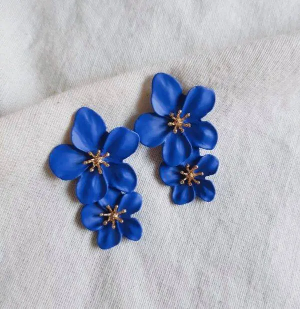 Pendientes doble flor colores - Imagen 3