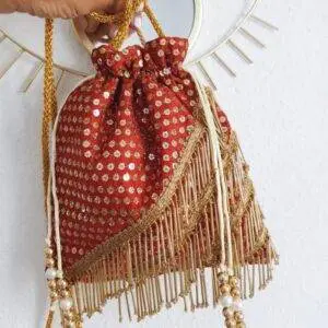 Bolsito saco flecos bourdeaux
