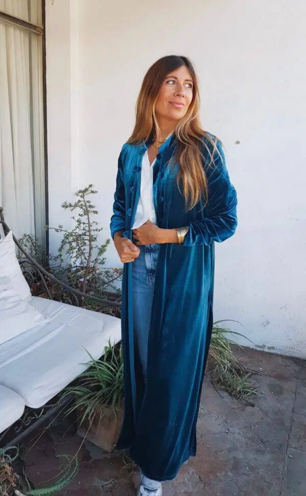 Kimono terciopelo azul - Imagen 2