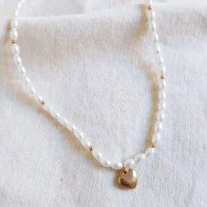 Collar corazón y perla