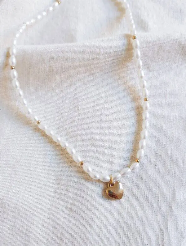 Collar corazón y perla