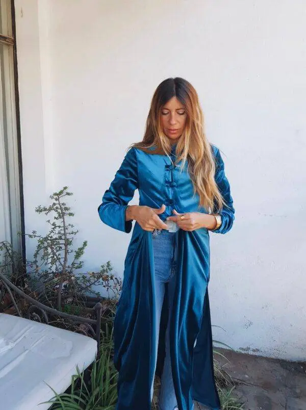 Kimono terciopelo azul - Imagen 3
