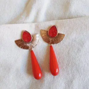Pendientes abanico rojo
