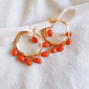 Pendientes aro venecia coral