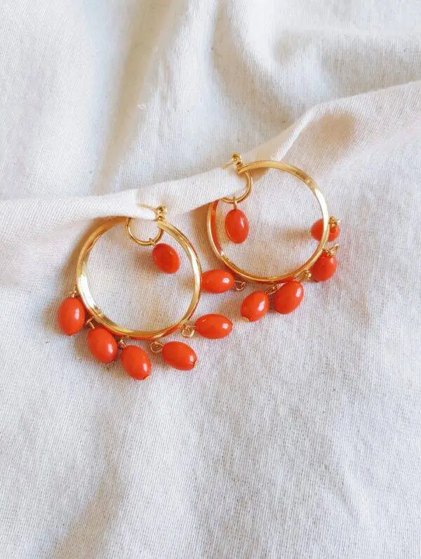 Pendientes aro venecia coral