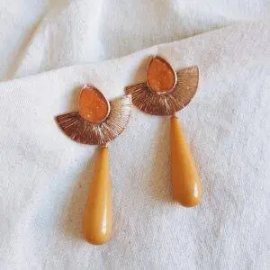 Pendientes abanico mostaza
