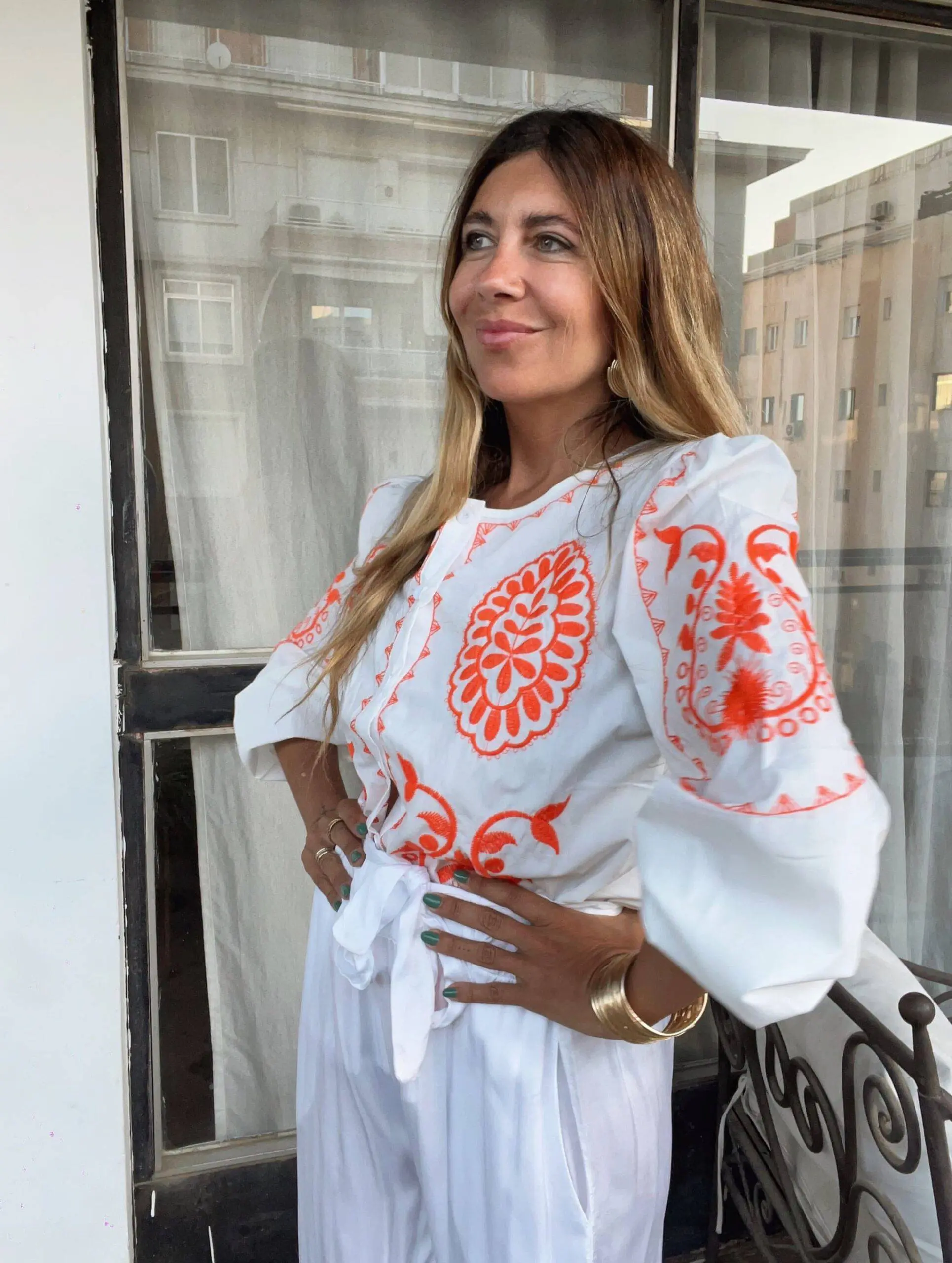 Camisa bordada orange