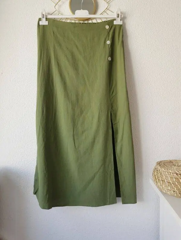 Falda Lino Kaki