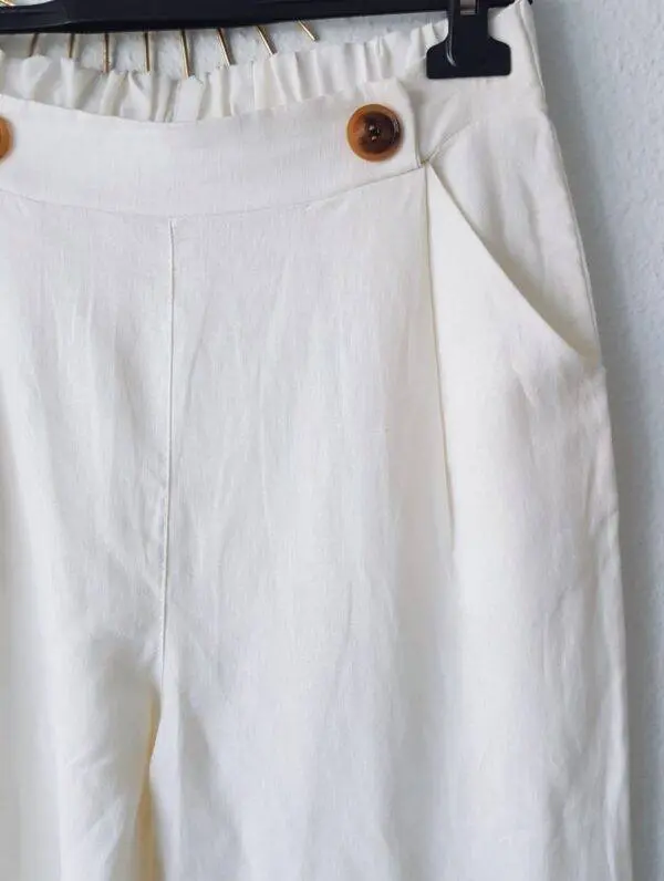 Pantalón Lino Blanco Roto - Imagen 2