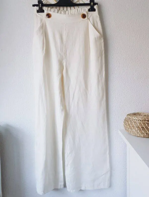Pantalón Lino Blanco Roto