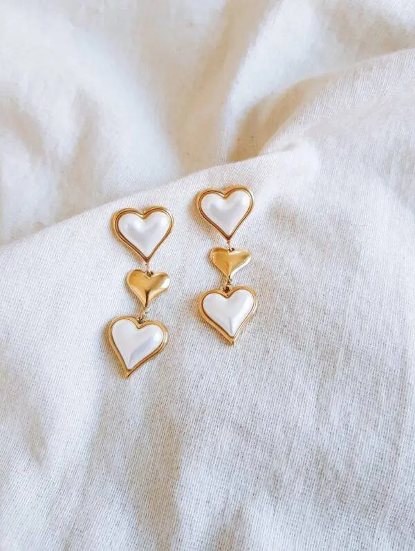 Pendientes corazones pearl