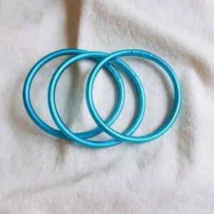 Pulseras pan de oro azul metalizado