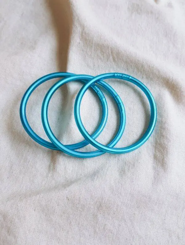 Pulseras pan de oro azul metalizado