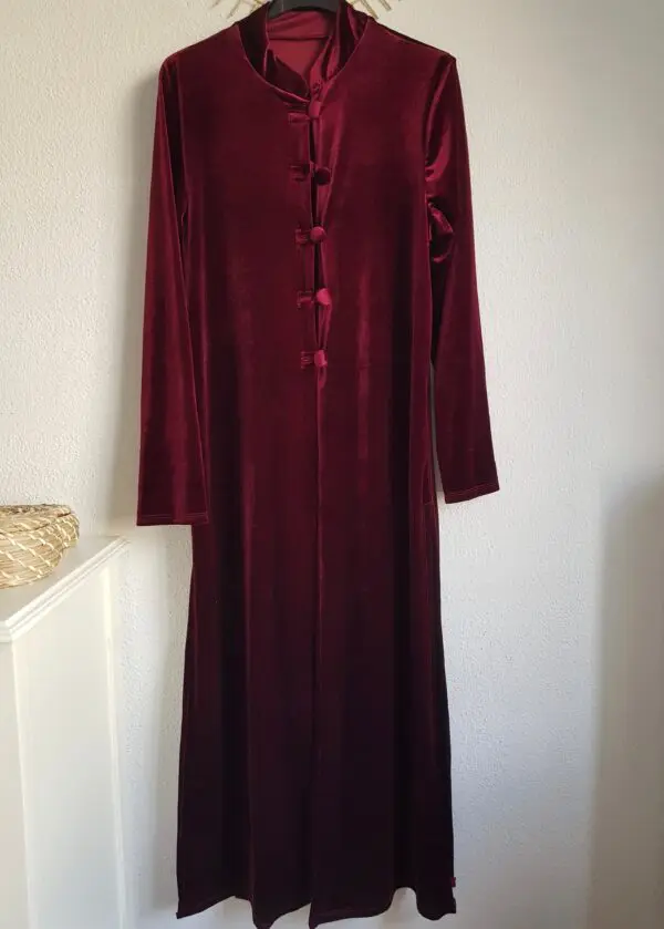 Kimono terciopelo burdeos