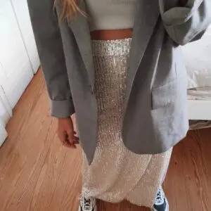Falda lentejuelas plata