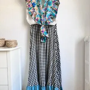 Falda vichy verde agua
