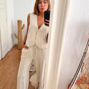 Pantalón lino raya diplomática