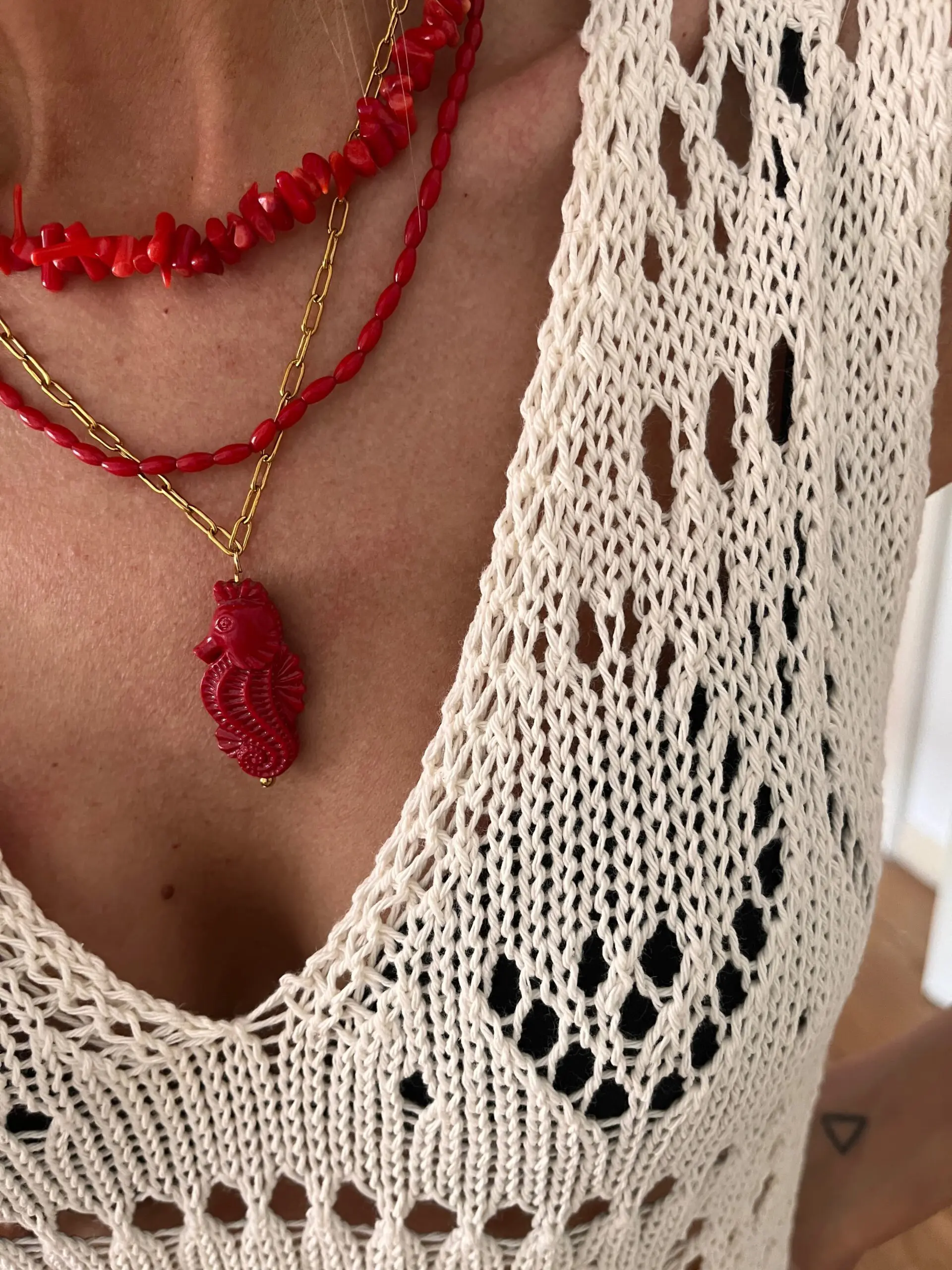 Collar caballito de mar rojo - Imagen 2