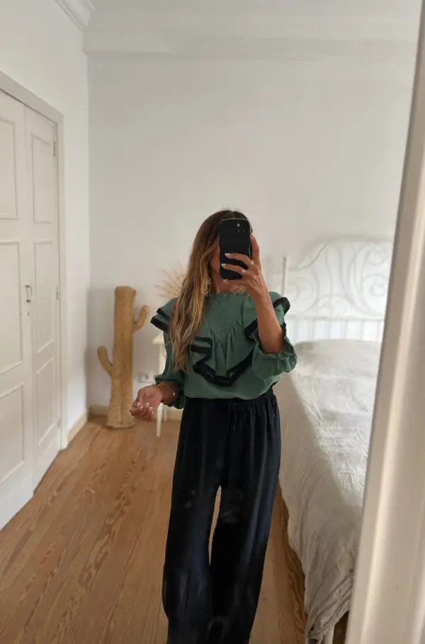 Blusa volante verde - Imagen 3
