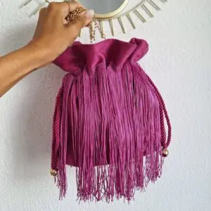 Bolso saco flecos buganvilla