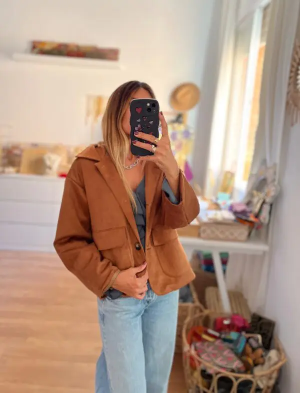 Chaqueta antelina marrón