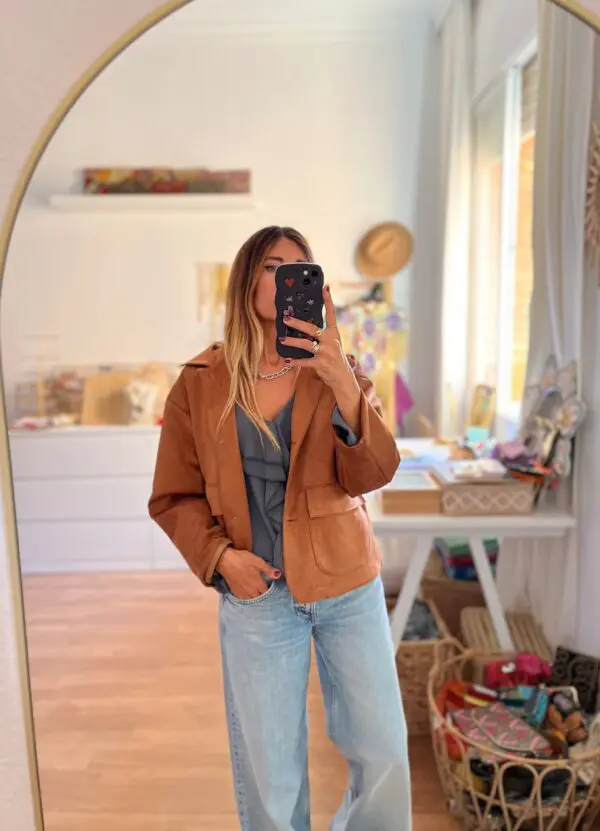 Chaqueta antelina marrón - Imagen 2