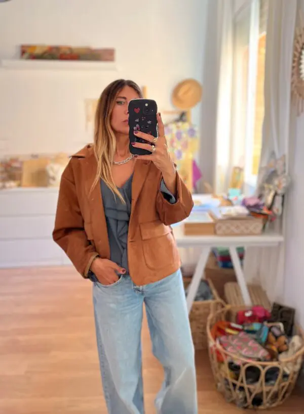 Chaqueta antelina marrón - Imagen 3