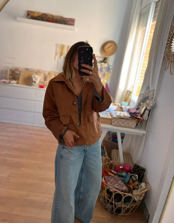 Chaqueta antelina marrón - Imagen 4