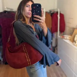 Bolso tachuelas burgundy