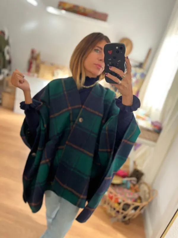 Poncho vichy marino