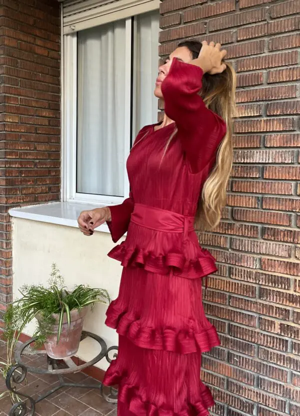 Vestido mokka rojo - Imagen 2