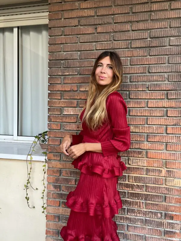 Vestido mokka rojo - Imagen 3