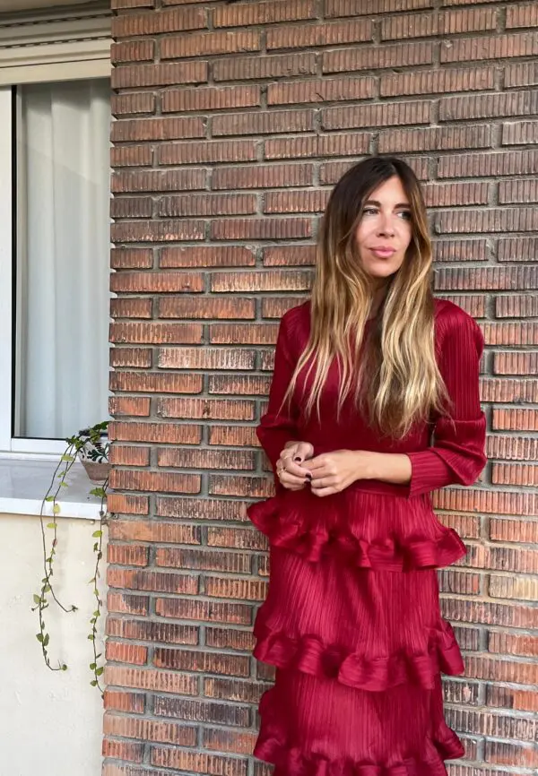 Vestido mokka rojo - Imagen 4