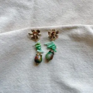 Pendientes flor coral verde