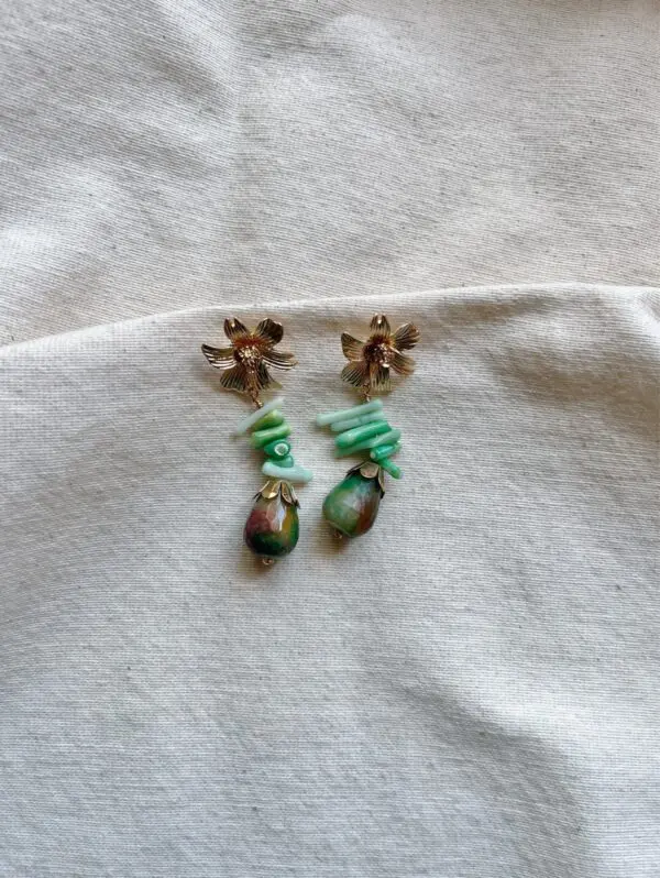 Pendientes flor coral verde