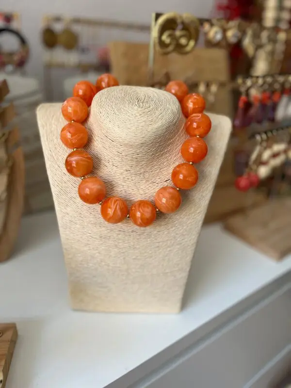 Collar perlas nácar naranja